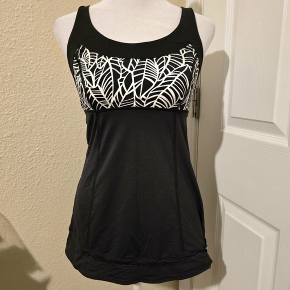 Lululemon Black White Cinch Waist Athletic Tank Top Size 4‎ Running Yoga